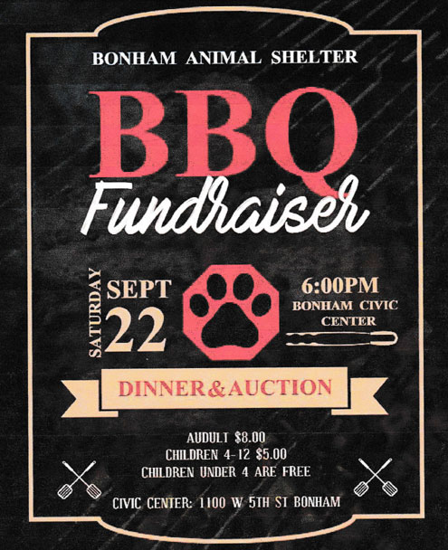 bonham animal shelter bbq fundraiser sept 22 printed from north