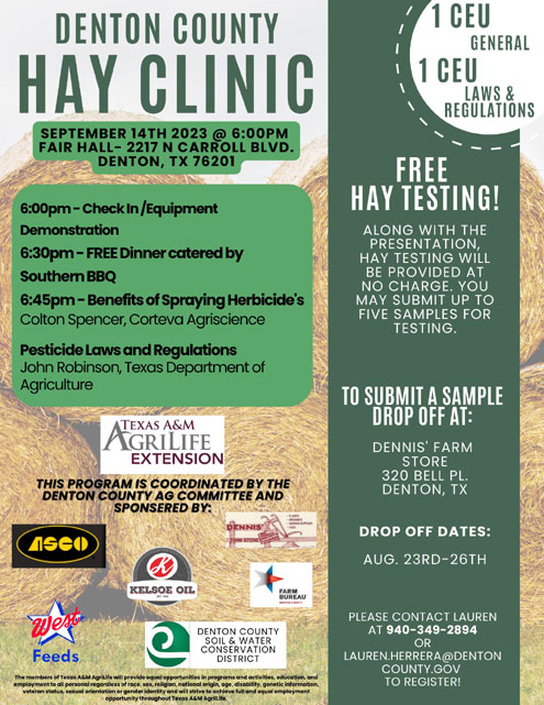 Hay Clinic program on Sept. 14 in Denton - North Texas e-News