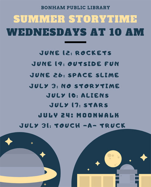 Summer Reading Program At Bonham Public Library North