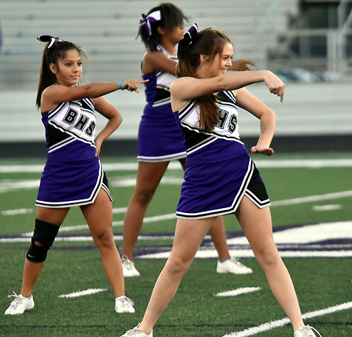 Young outdoor asian cheerleaders